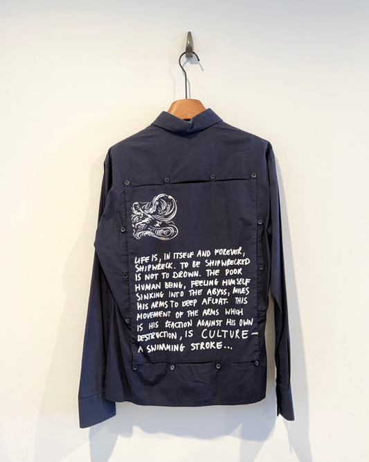 Raf Simons Aw2004 Waves Patched Button up Shirt