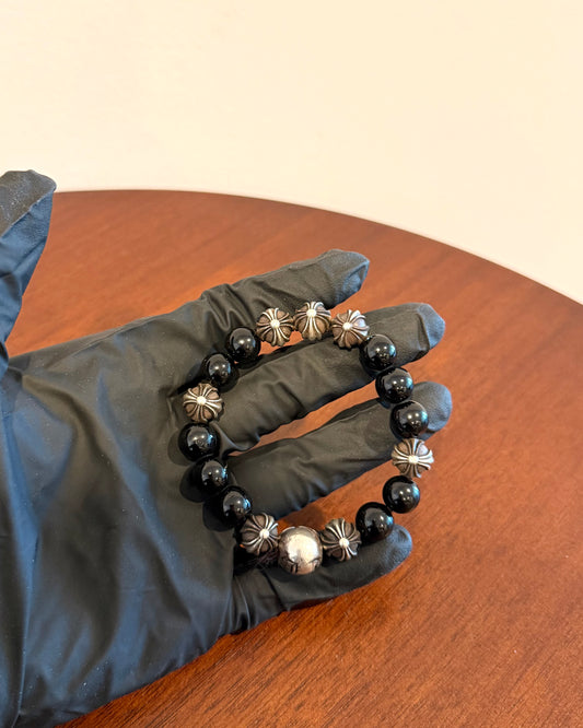 Chrome Hearts Obsidian Bead 925 Bracelet
