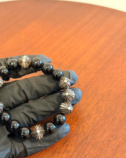 Chrome Hearts Obsidian Bead 925 Bracelet