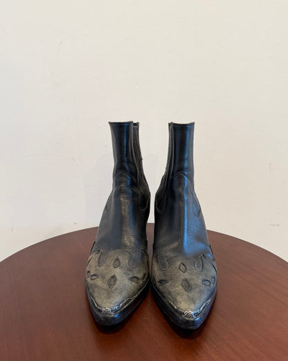 Enfants Riches Deprimes Rose Metal Tip Midnight Cowboy Boots Black