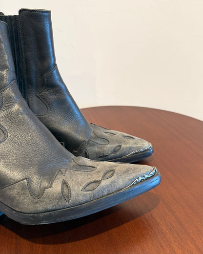Enfants Riches Deprimes Rose Metal Tip Midnight Cowboy Boots Black