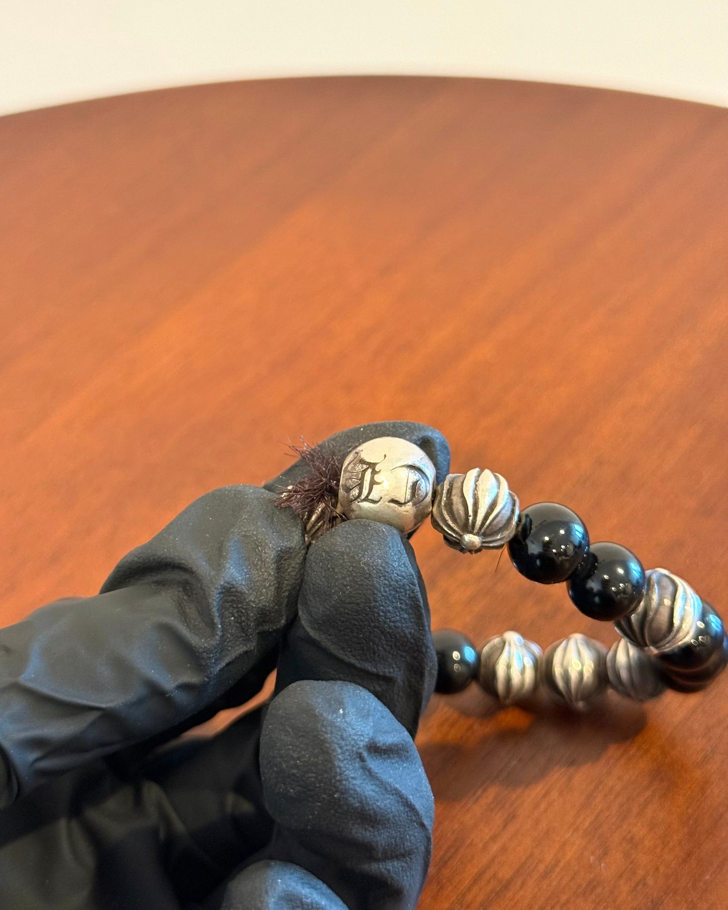 Chrome Hearts Obsidian Bead 925 Bracelet