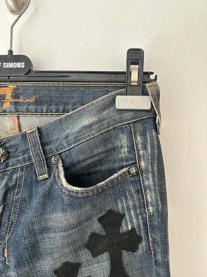 Chrome Hearts x 7Jeans Cross Patched Jeans