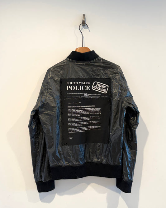 Raf Simons Aw2001 Riot Riot Riot Patched Police Bomber Jacket