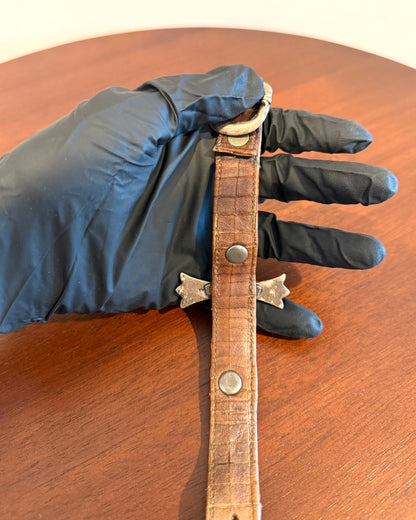 Chrome Hearts Large Silver Cross Crocodile Skin Bracelet