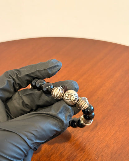 Chrome Hearts Obsidian Bead 925 Bracelet