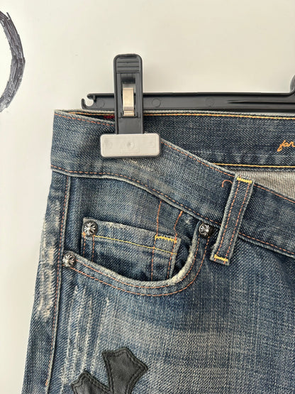 Chrome Hearts x 7Jeans Cross Patched Jeans