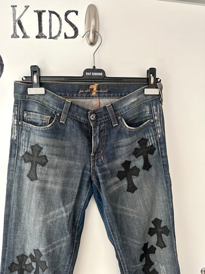Chrome Hearts x 7Jeans Cross Patched Jeans