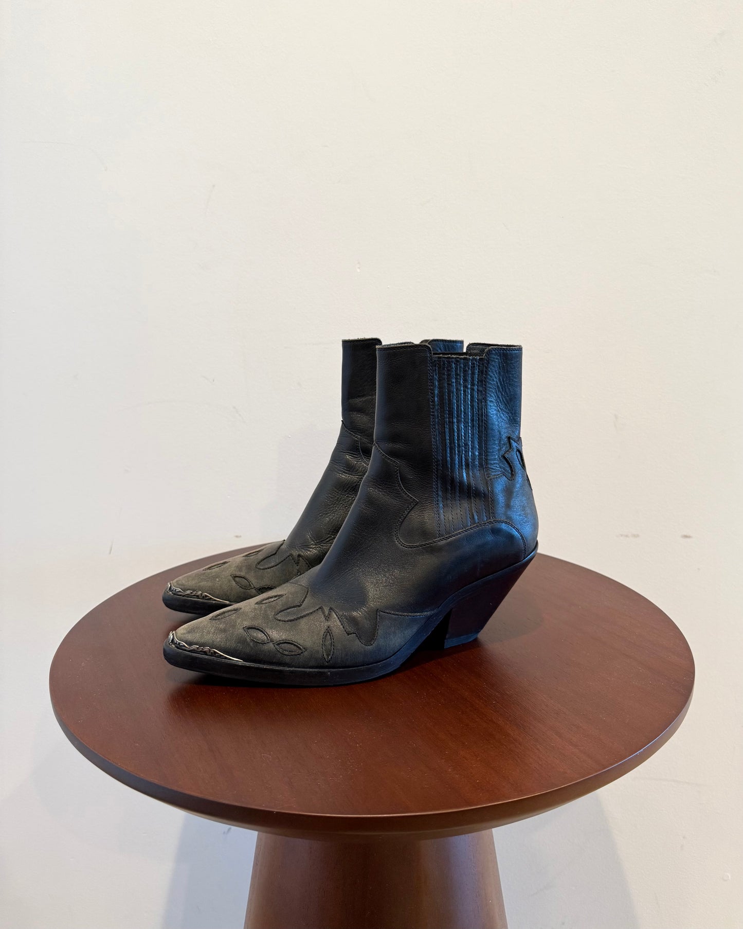 Enfants Riches Deprimes Rose Metal Tip Midnight Cowboy Boots Black