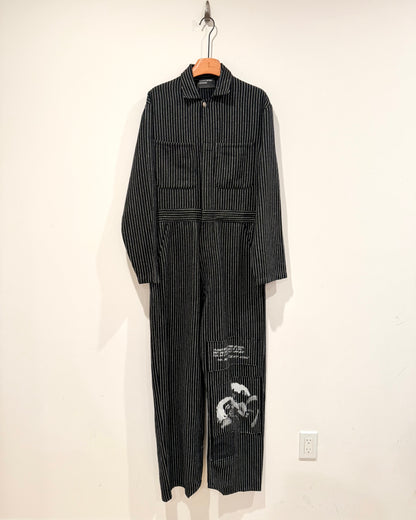 Enfants Riches Deprimes Striped Patched Jumpsuit